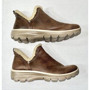 Skechers Easy Going Boots Womens 8 Winter Ankle Bootie Brown Relaxed Fit 49537